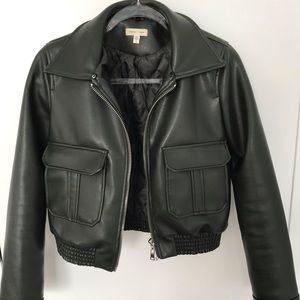 Dark green aviator jacket faux leather
